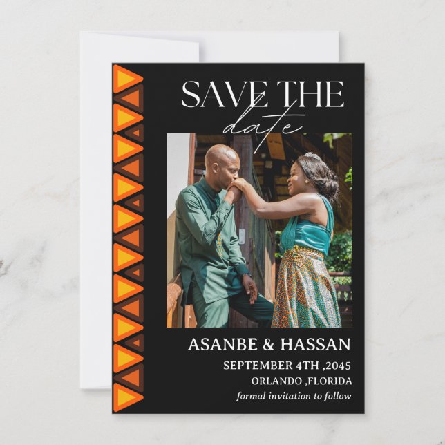 African Ethnic Pattern Wedding Save the Date Card (Frente)