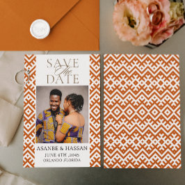 African Print  with Photo Wedding Save The Date  