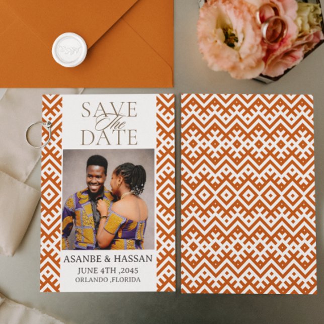 African Print  with Photo Wedding Save The Date   (Criador carregado)