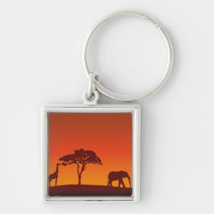 African Safari Silhouette - Chaveiro