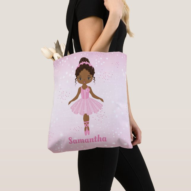 Afro-Americano Ballerina Personalizada Tote Bag (Close Up)