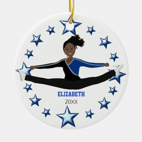 Afro-americano do elogio da dança azul e preto ornamento de cerâmica