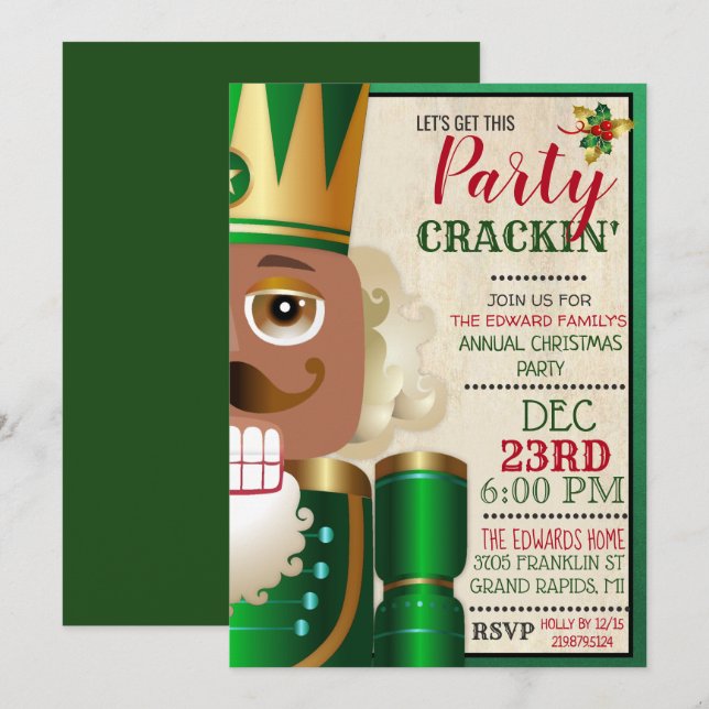 Afro-Americano Nutcracker Étnico Férias  Convite (Frente/Verso)
