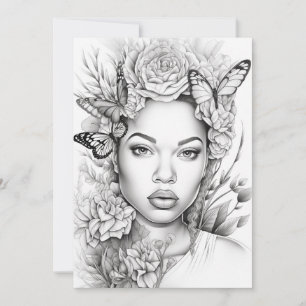 Afro Butterfly Beauty   Colore seu próprio cartão 