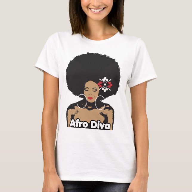 Afro Diva T-shirt Para Mulheres (Frente)