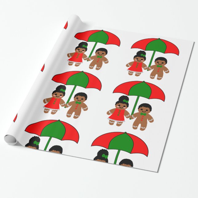 Afro Gingerbread man, presente de Natal, papel de  (Desenrolado)