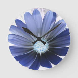 Afro-margarida Brilhante Relógio de Parede Azul