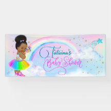 Afro Puff Baby Girl Pastel Chá de fraldas Rainbow