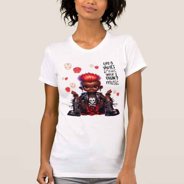 Afro Punk Faz Sua Própria Música Meninas T-Shirt (Frente)