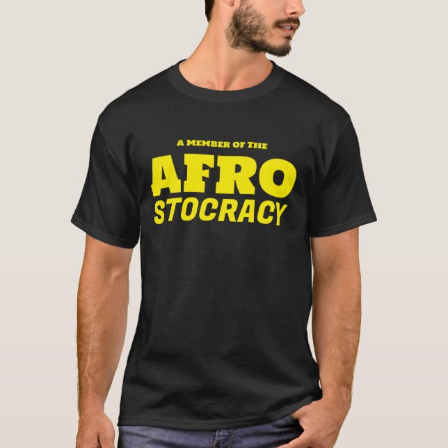 AFRO STOCORACY - T-Shirt Básico Escuro (Frente)