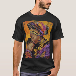 "Afrocêntrica - Mãe e Filho Abraçam T-Shirt