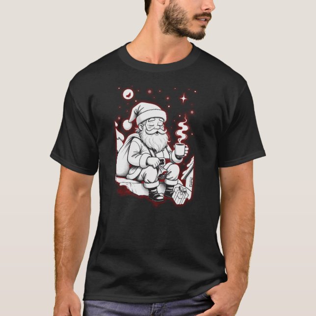After the Deliveries – Tired Santa Line Ar T-Shirt (Frente)