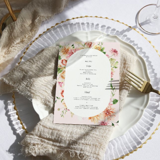 Afterglow Floral Garden Blooms Wedding Menu (Criador carregado)