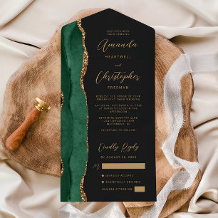Ágata Esmeralda Verde Dourado Script Casamento Esc