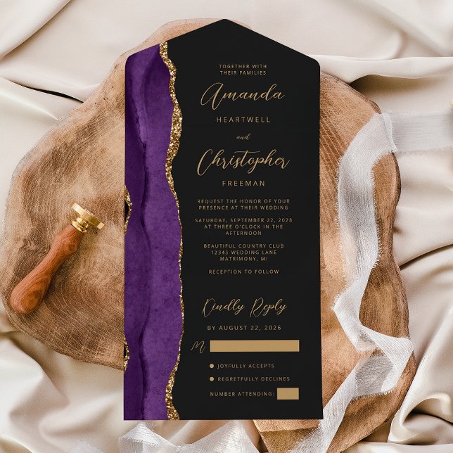 Ágata Roxo Dourado Escrito Casamento Sombrio (Criador carregado)