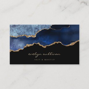 agate azul-aquarela em cartão de visita preto