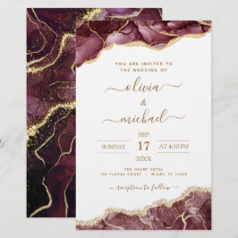 Agate Burgundy Dourado Invitation Flye