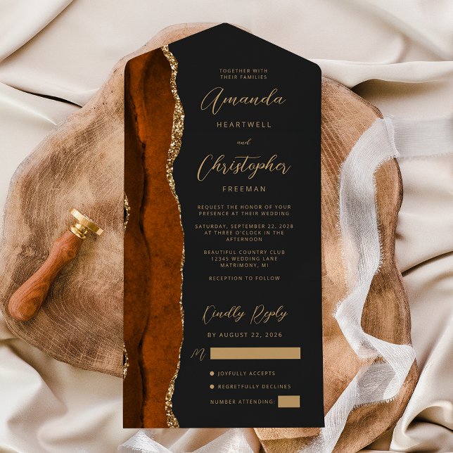 Agate Burnt Orange Dourado Script Dark (Criador carregado)