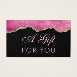 Agate cor-de-rosa na placa de presente preta