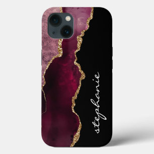 Agate de Aquarela Dourada da Borgonha Personalizad