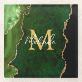 Agate de mármore verde e Dourado