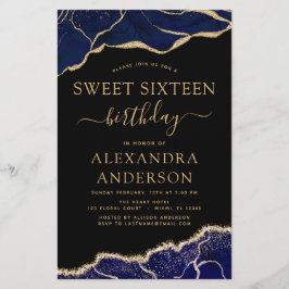 Agate de Orçamento Doce 16 Marinho Azul Dourado