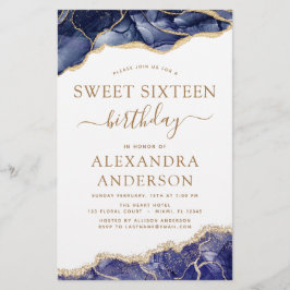 Agate de Orçamento Doce 16 Marinho Azul Dourado