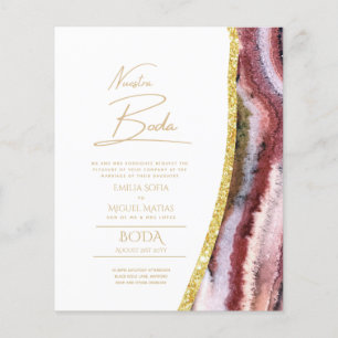 AGATE Dourado ESPANHOL BODA Convites para Casament