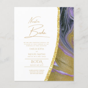 AGATE Dourado ESPANHOL BODA Convites para Casament