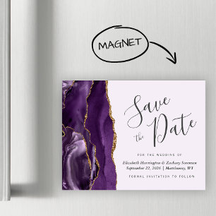 Agate Lilac Magnético de Casamento Roxo Salvar Dat