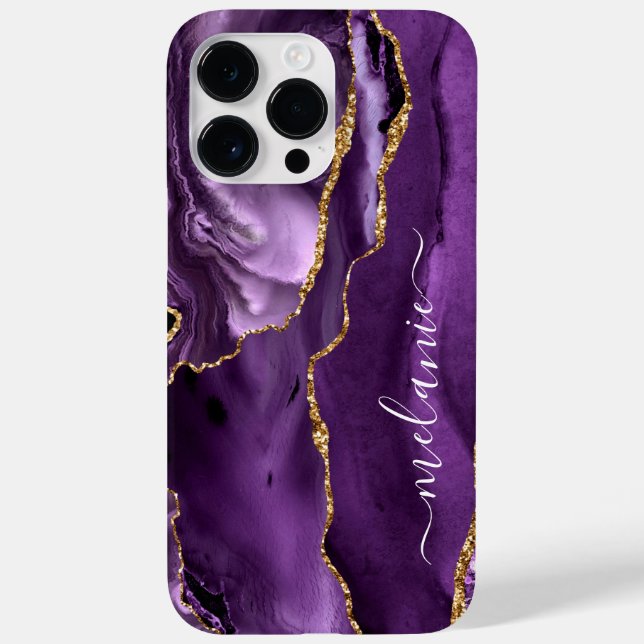 Agate Purple Dourado Seu Nome capas de iphone Pres (Verso)