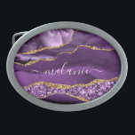 Agate Purple Violet Dourado Sparkle Name Buckle<br><div class="desc">Agate Purple Violet Glitter Geode Dourado Nome Personalizado do Sparkle Marble Personalizado Birthday - Aniversário ou Oferta de Casamento - Adicione Seu Nome - Texto ou Remover - Torne Seu Presente Especial - Redimensione e mova ou adicione texto / elementos com a ferramenta de personalização. Design por MIGNED. Por favor,...</div>