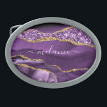 Agate Roxo Belt Belt com Nome Personalizado<br><div class="desc">Frasco Personalizado de Cinto de Nome Personalizado com Fecho de Cinto de Marrete de Gito de Gito Roxo Dourado e Roxo Roxo - Seu Aniversário - Presente/Fornecedor de Casamento - Adicione Seu Nome - Texto ou Remover - Faça Seu Presente Especial - Redimensione e mova ou adicione texto / elementos...</div>