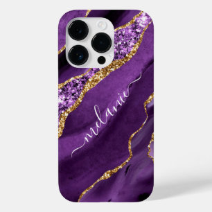 Agate Roxo Glitter Dourado Seu Nome capas de iphon