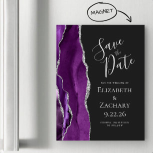 Agate Roxo Prata Escuro Magnético Salve a Data