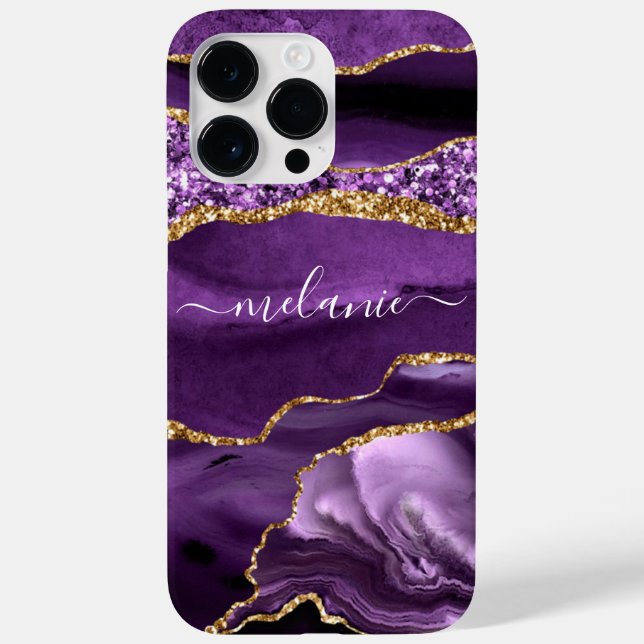 Agate Roxo Violeta Dourada Marble Seu Nome Dotado (Verso)