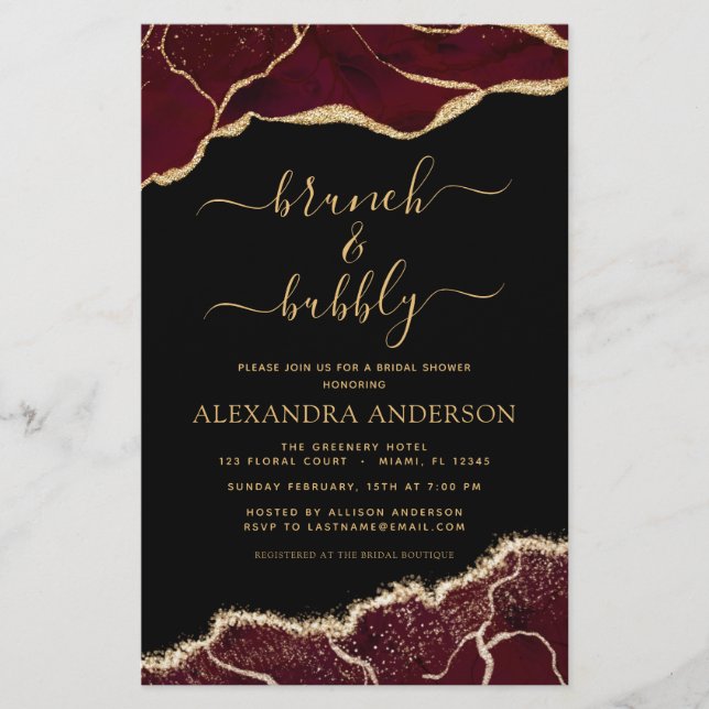 Agato de Orçamento Borgonha Dourada Brunch e Bubbl (Frente)