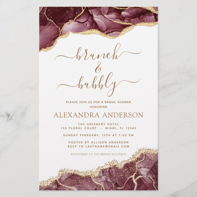 Agato de Orçamento Borgonha Dourada Brunch e Bubbl (Frente)