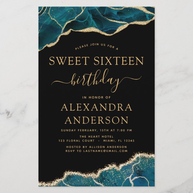 Agato Orçamental Turquesa Doce 16 Teal Dourado (Frente)