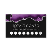 agato prateado roxo no cartão de fidelidade preto