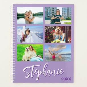 Agenda 14 Colagem de Fotos Personalizada Roxo Pálido