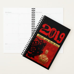 Agenda 2019 Porcos Chineses Ano Zodiac Aniversário Plann