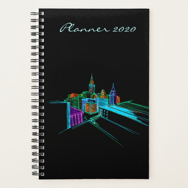 Agenda 2020 Modern Planner Black Vibrant Art (Frente)