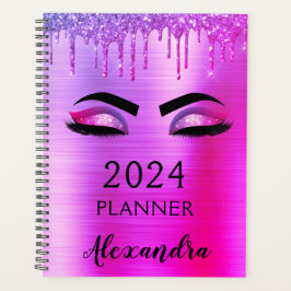 Agenda 2021 Grelha de Eilashes com Glitter Roxo