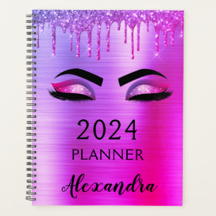 Agenda 2021 Grelha de Eilashes com Glitter Roxo