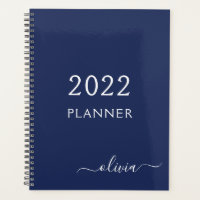 2022 Azul Marinho Branco Nome Monograma Feminino e