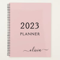 2022 Blush Pink Girly Script Monograma Name Modern