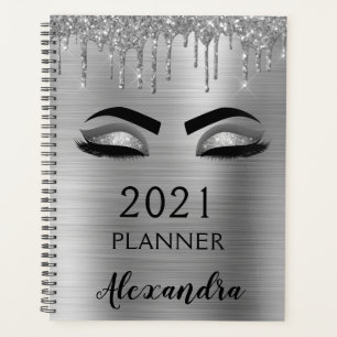 Agenda 2022 Cílios Brilho Brilhante Prata Glam