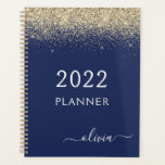 Agenda 2022 Dourado Azul Marinho Brilho Brilho Glam Monog<br><div class="desc">2022 Caderno Espiral de Monograma com Nome e Inicial Dourado e Azul Marinho Brilhante. Isso torna o presente perfeito para aniversário de 16 anos,  casamento,  chá de noiva,  aniversário de casamento,  chá de bebê ou festa de despedida de solteira para alguém que ama luxo glamoroso e estilos chiques.</div>
