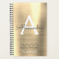2022 Dourado Metálico Monograma Elegante